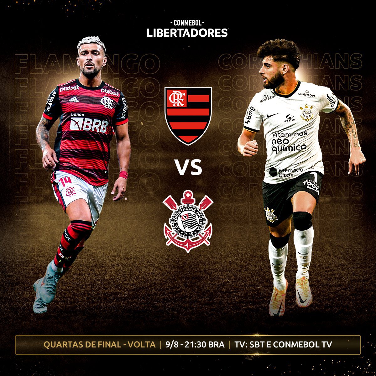 Flamengo x Corinthians - AO VIVO  CONMEBOL Libertadores - QUARTAS DE FINAL  - JOGO 2 