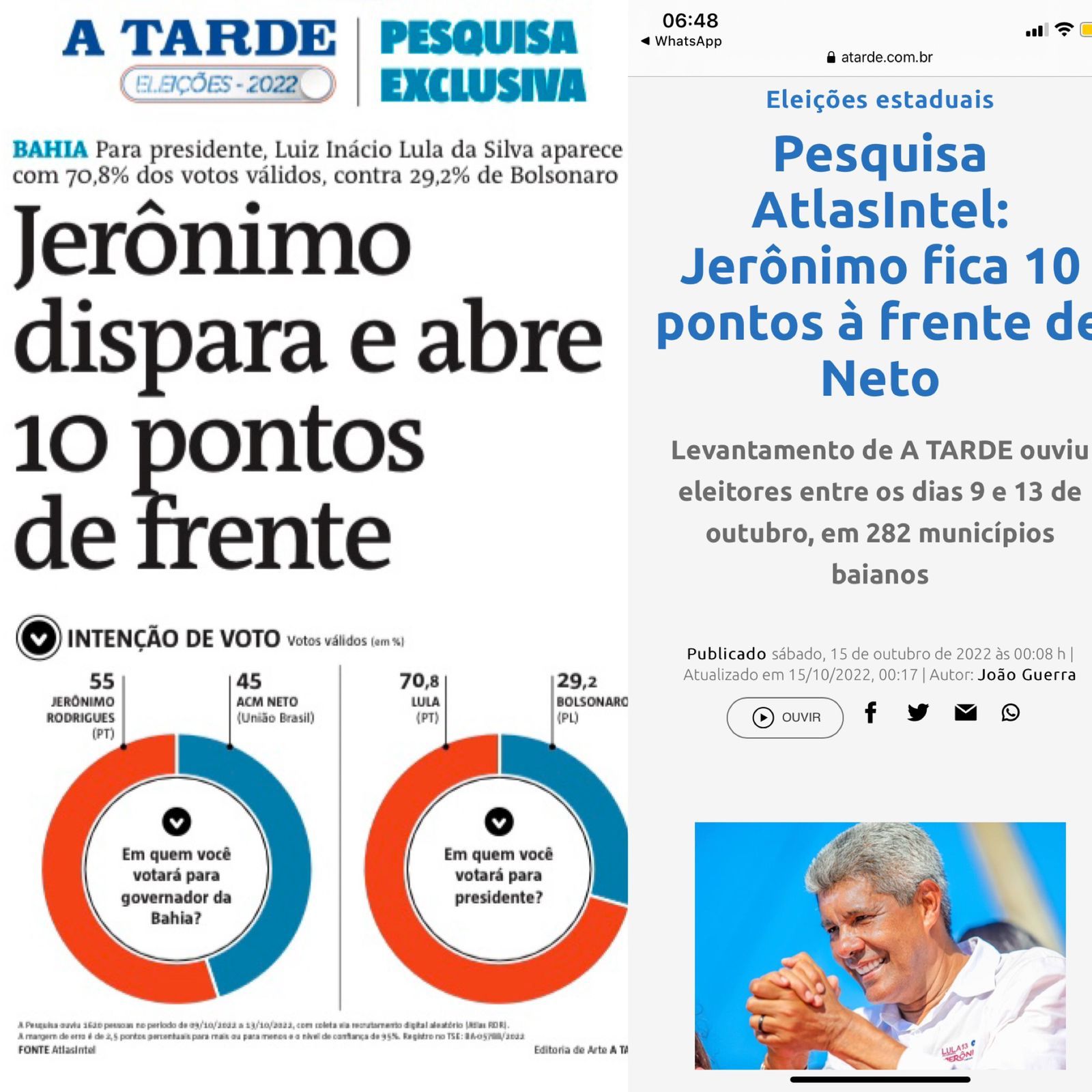 Pesquisa aponta vitória de Jerônimo no 2º turno; Éden comenta: 'Seguiremos  trabalhando para ampliar ainda mais” – Blog Agravo